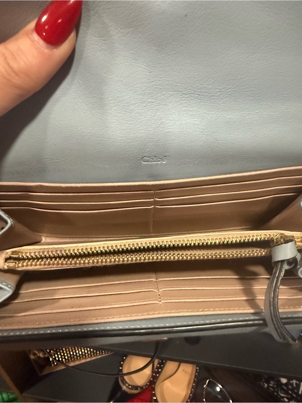 Chloé Georgia Powder Blue Leather Continental Wallet Clutch Gold Hardware - Picture 8 of 10